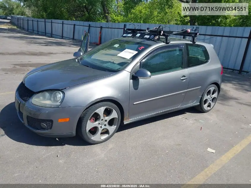 2009 Volkswagen Gti 2-Door VIN: WVWFD71K59W034551 Lot: 42235030