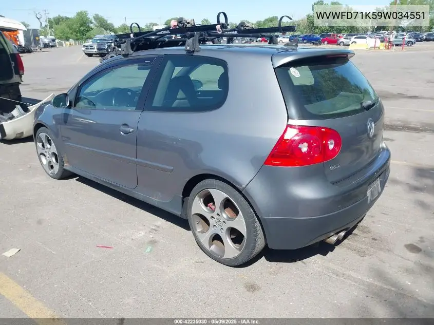 2009 Volkswagen Gti 2-Door VIN: WVWFD71K59W034551 Lot: 42235030
