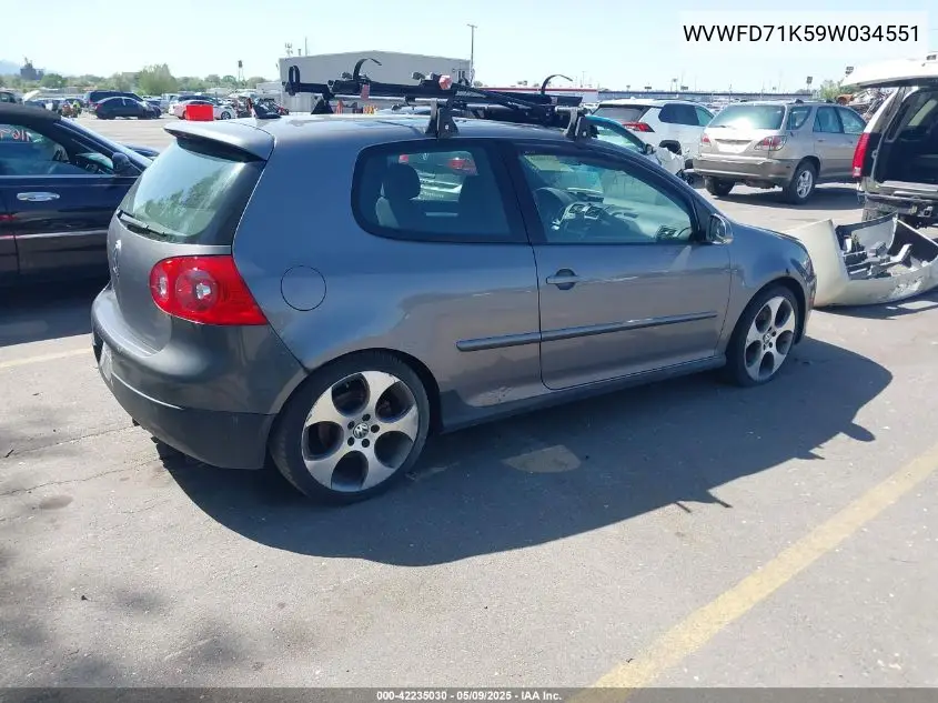 2009 Volkswagen Gti 2-Door VIN: WVWFD71K59W034551 Lot: 42235030