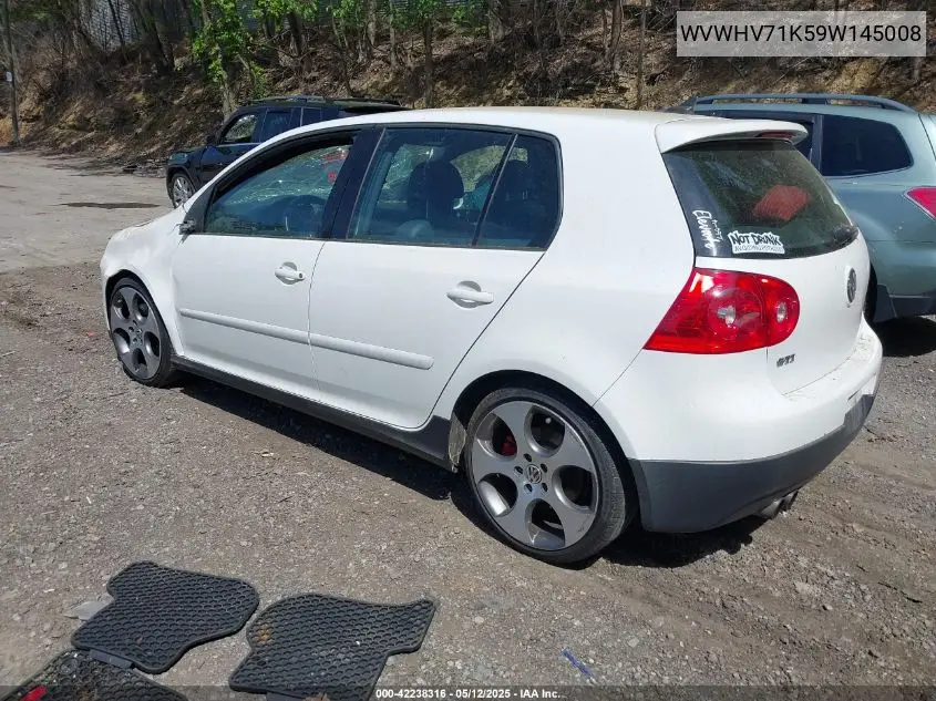 2009 Volkswagen Gti 4-Door VIN: WVWHV71K59W145008 Lot: 42238316