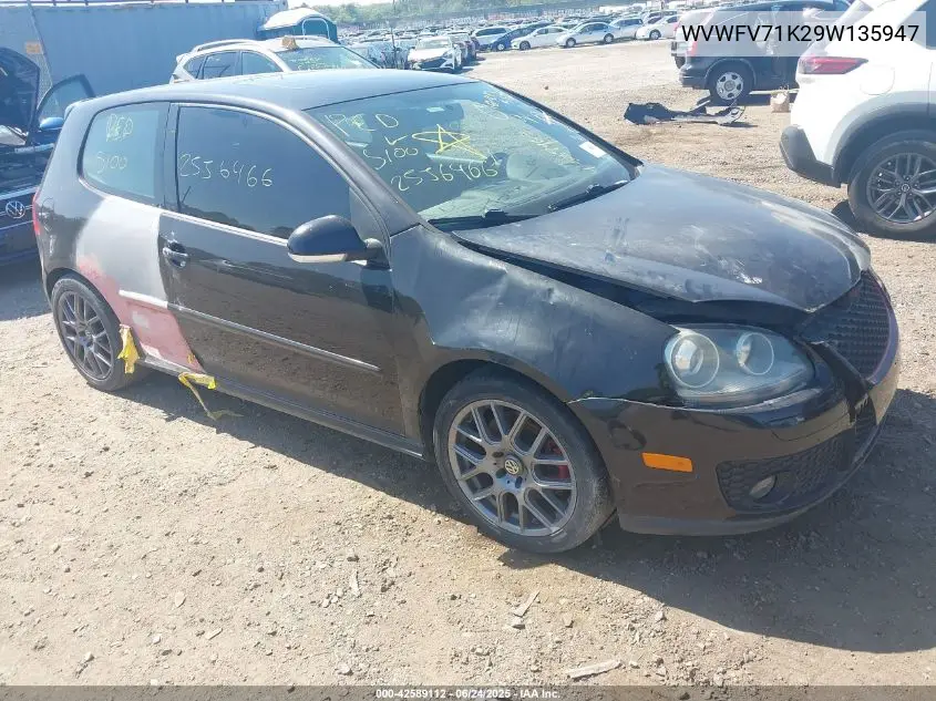 2009 Volkswagen Gti 2-Door VIN: WVWFV71K29W135947 Lot: 42589112