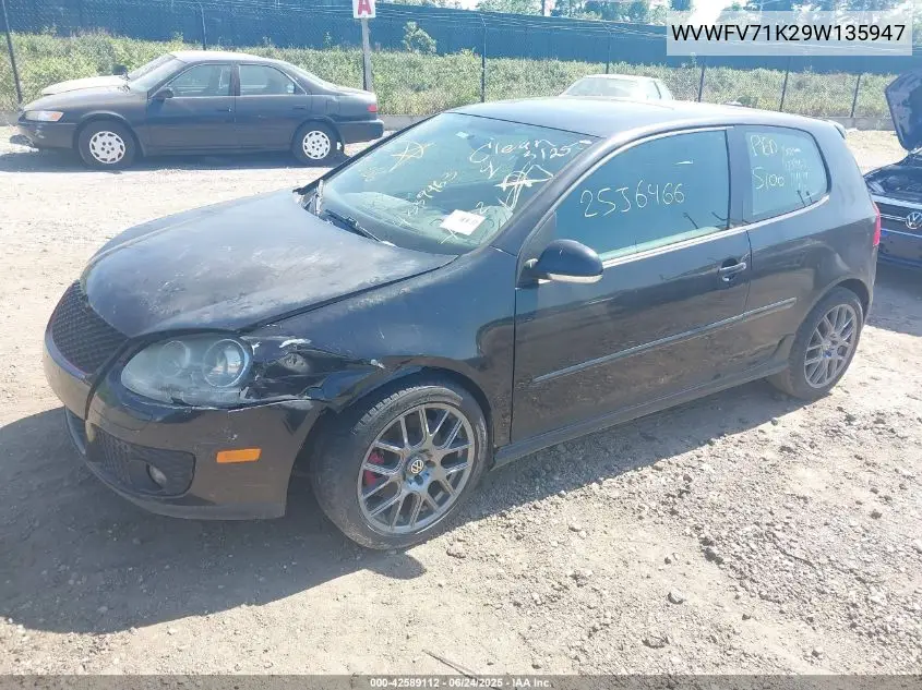2009 Volkswagen Gti 2-Door VIN: WVWFV71K29W135947 Lot: 42589112
