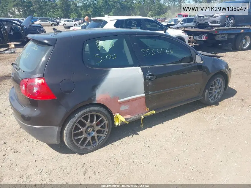 2009 Volkswagen Gti 2-Door VIN: WVWFV71K29W135947 Lot: 42589112