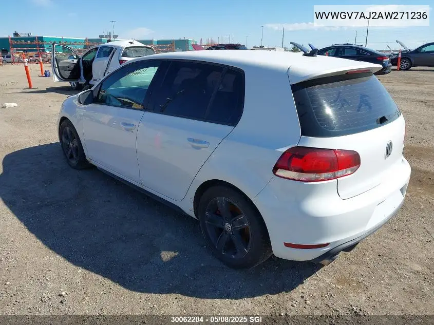 2010 Volkswagen Gti VIN: WVWGV7AJ2AW271236 Lot: 30062204