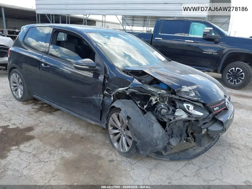 2010 Volkswagen Gti 2-Door VIN: WVWFD7AJ6AW278186 Lot: 42227592