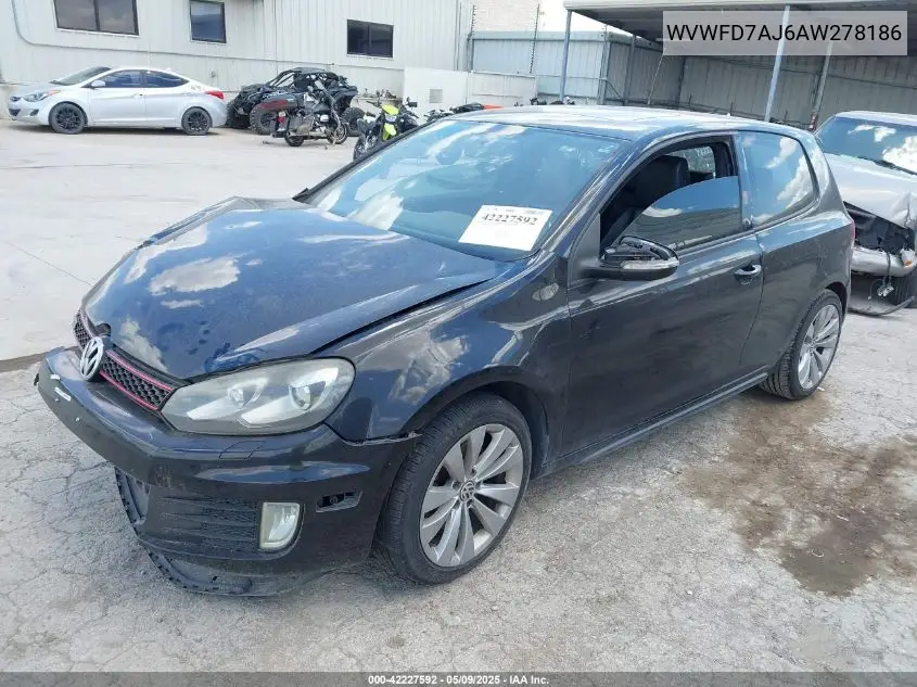 2010 Volkswagen Gti 2-Door VIN: WVWFD7AJ6AW278186 Lot: 42227592
