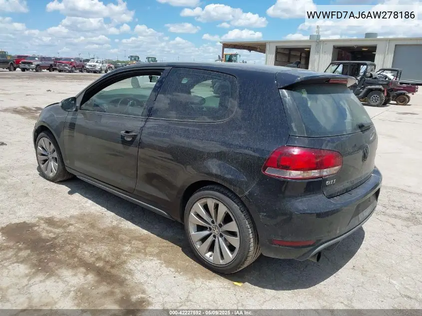 2010 Volkswagen Gti 2-Door VIN: WVWFD7AJ6AW278186 Lot: 42227592