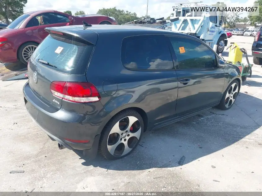 2010 Volkswagen Gti 2-Door VIN: WVWEV7AJ4AW394267 Lot: 42617187