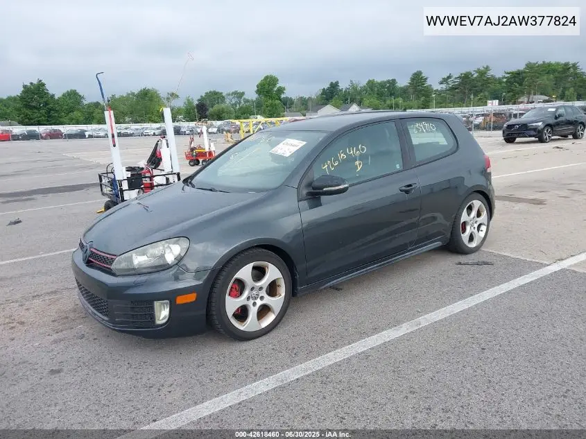 2010 Volkswagen Gti 2-Door VIN: WVWEV7AJ2AW377824 Lot: 42618460