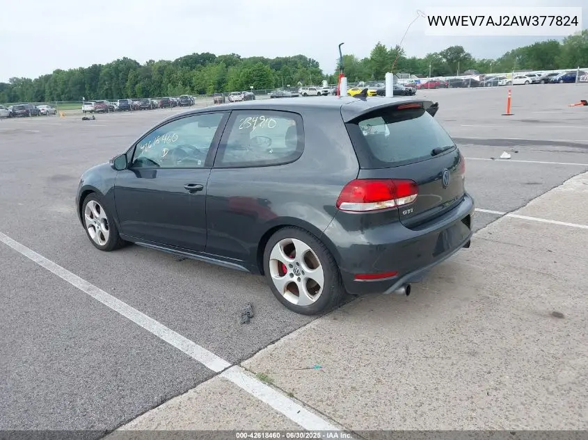 2010 Volkswagen Gti 2-Door VIN: WVWEV7AJ2AW377824 Lot: 42618460