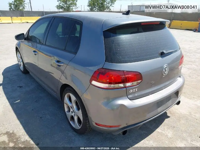 2010 Volkswagen Gti 4-Door VIN: WVWHD7AJXAW308041 Lot: 42625583