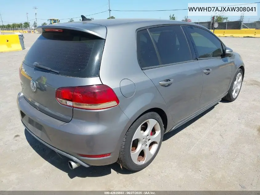 2010 Volkswagen Gti 4-Door VIN: WVWHD7AJXAW308041 Lot: 42625583