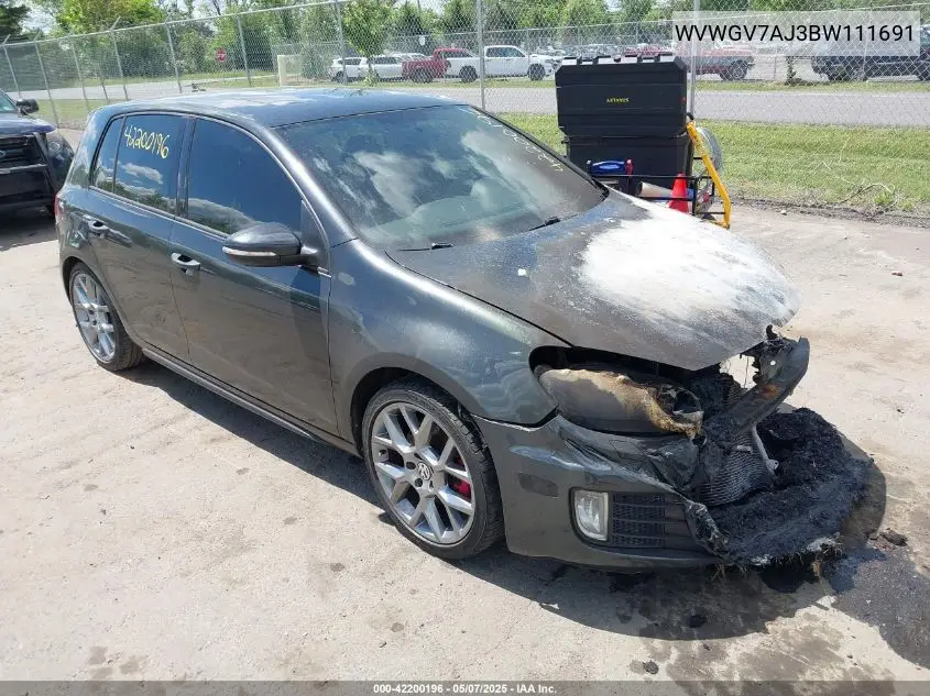 2011 Volkswagen Gti 4-Door VIN: WVWGV7AJ3BW111691 Lot: 42200196