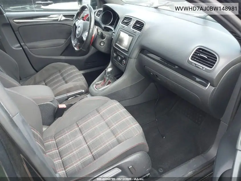 2011 Volkswagen Gti 4-Door VIN: WVWHD7AJ0BW148981 Lot: 42248799