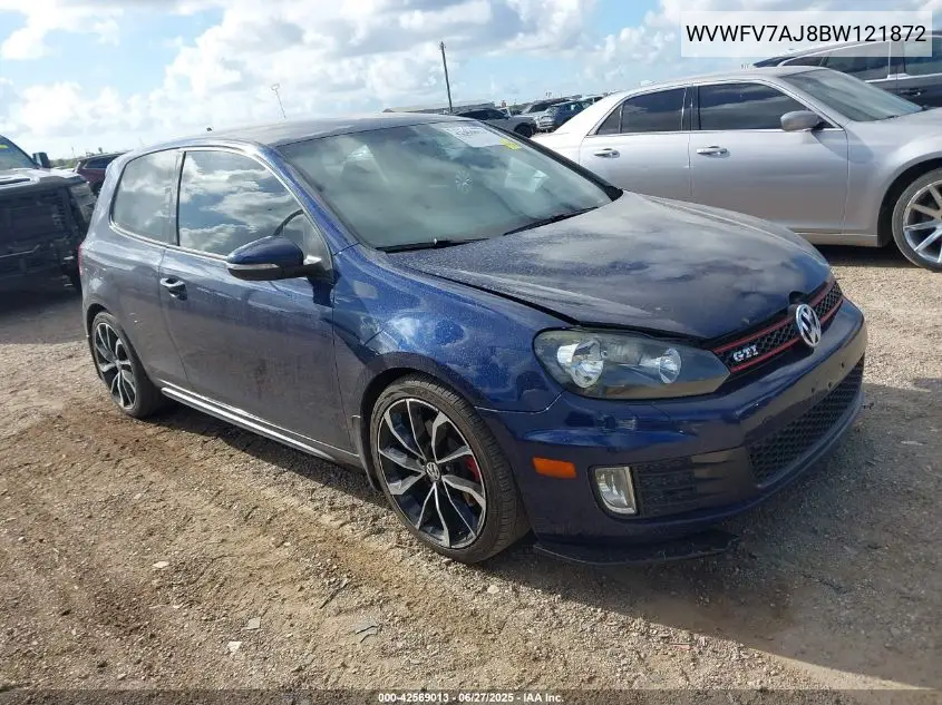2011 Volkswagen Gti 2-Door VIN: WVWFV7AJ8BW121872 Lot: 42569013