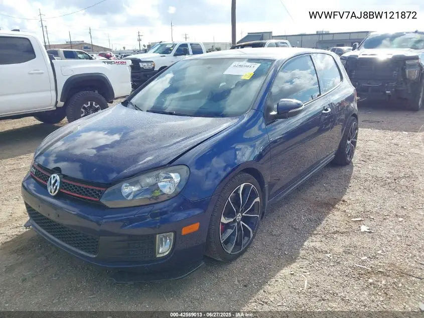 2011 Volkswagen Gti 2-Door VIN: WVWFV7AJ8BW121872 Lot: 42569013