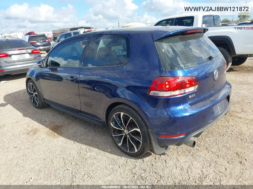 2011 Volkswagen Gti 2-Door VIN: WVWFV7AJ8BW121872 Lot: 42569013