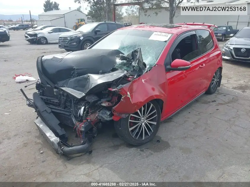 2012 Volkswagen Gti 2-Door VIN: WVWED7AJ2CW253168 Lot: 41685288