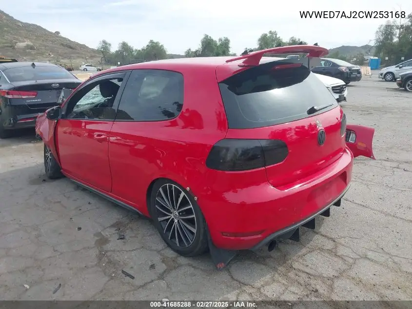 2012 Volkswagen Gti 2-Door VIN: WVWED7AJ2CW253168 Lot: 41685288