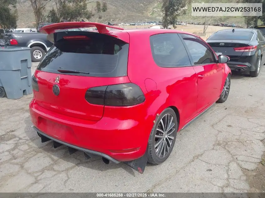 2012 Volkswagen Gti 2-Door VIN: WVWED7AJ2CW253168 Lot: 41685288