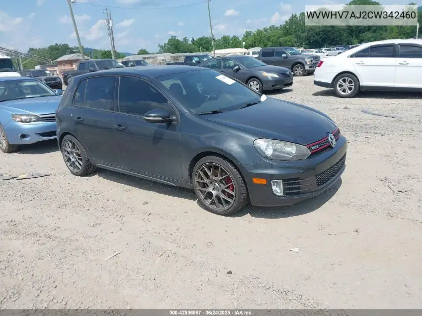 2012 Volkswagen Gti 4-Door VIN: WVWHV7AJ2CW342460 Lot: 42536557