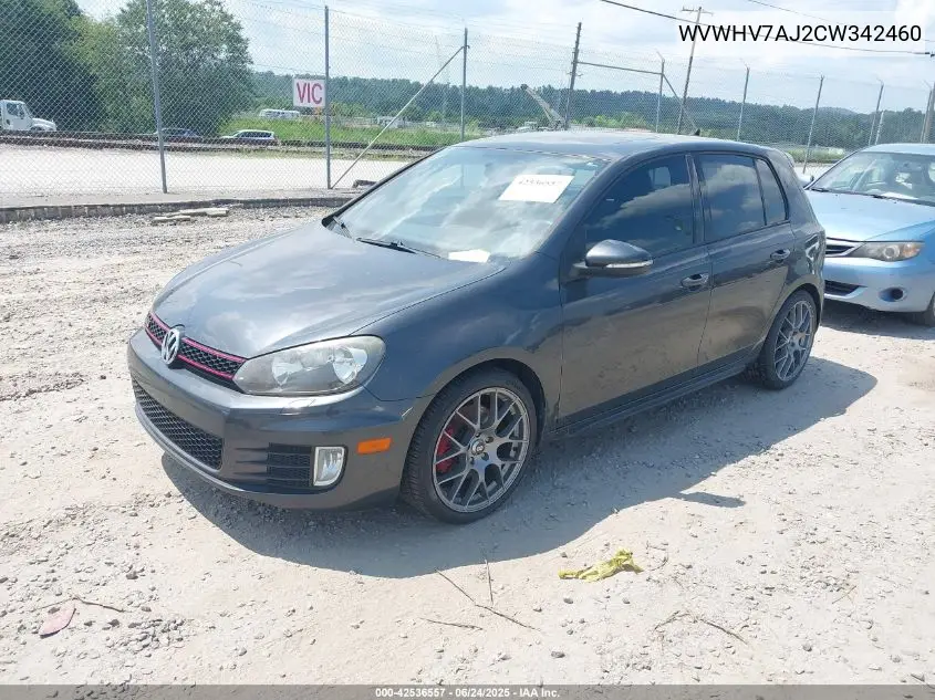 2012 Volkswagen Gti 4-Door VIN: WVWHV7AJ2CW342460 Lot: 42536557