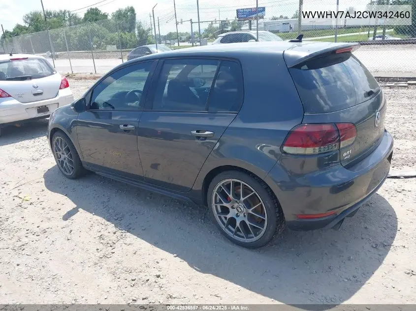 2012 Volkswagen Gti 4-Door VIN: WVWHV7AJ2CW342460 Lot: 42536557