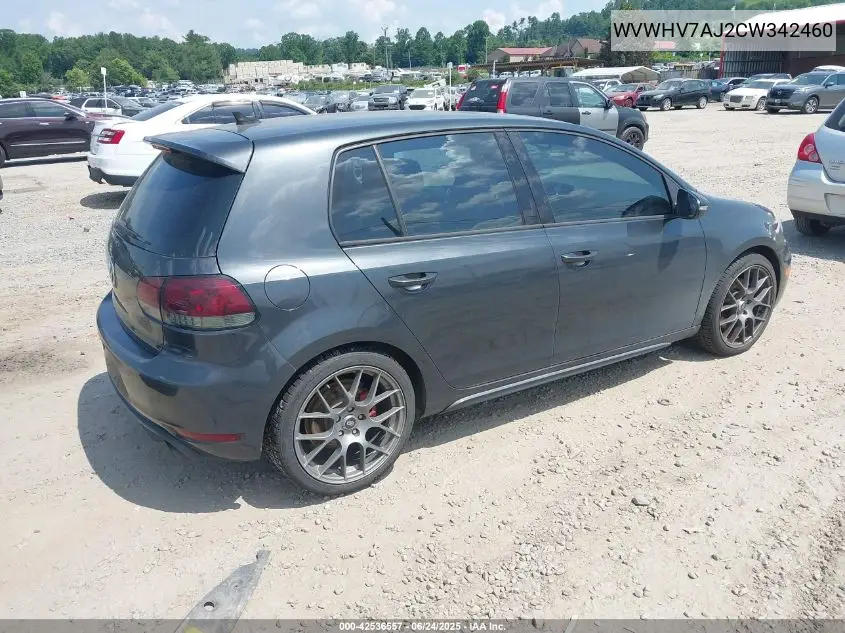 2012 Volkswagen Gti 4-Door VIN: WVWHV7AJ2CW342460 Lot: 42536557