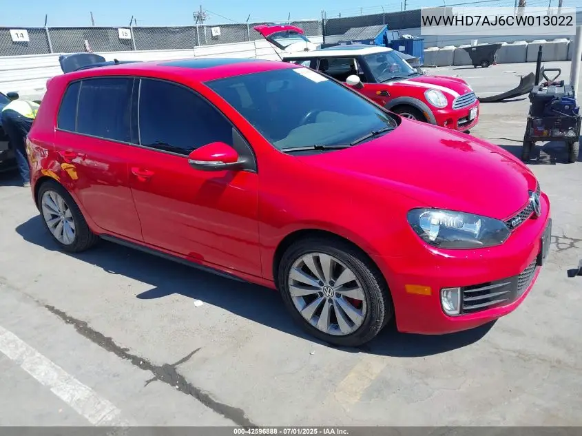 2012 Volkswagen Gti 4-Door VIN: WVWHD7AJ6CW013022 Lot: 42596888