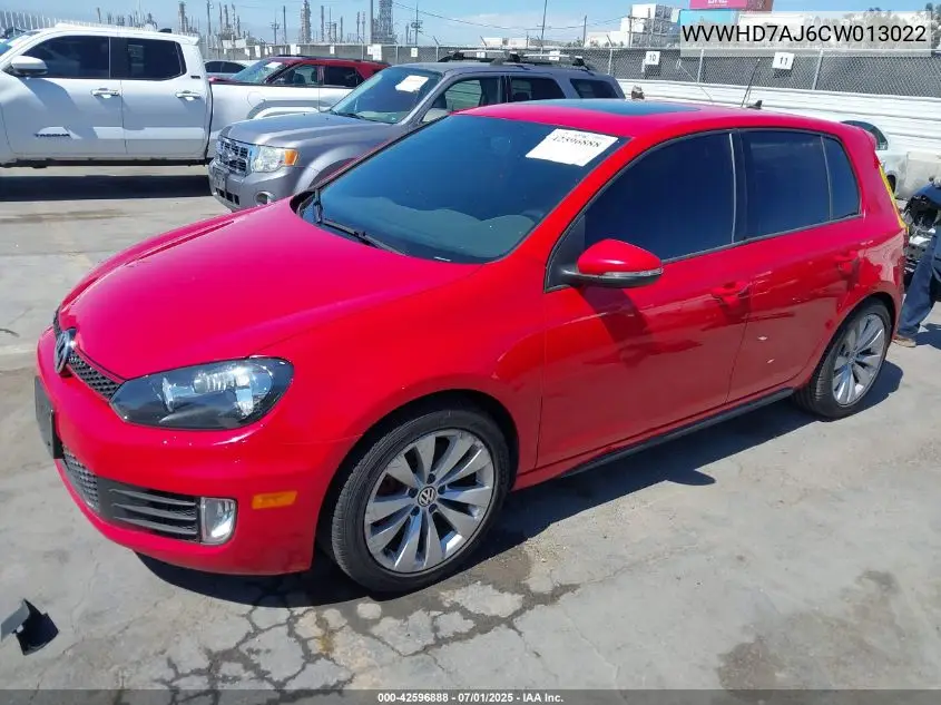 2012 Volkswagen Gti 4-Door VIN: WVWHD7AJ6CW013022 Lot: 42596888