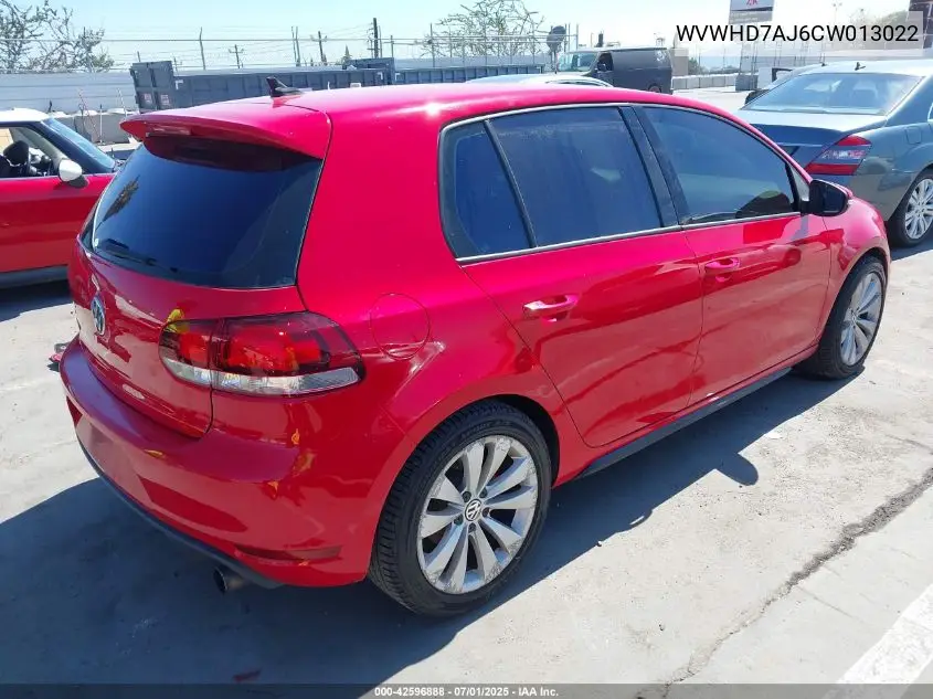 2012 Volkswagen Gti 4-Door VIN: WVWHD7AJ6CW013022 Lot: 42596888