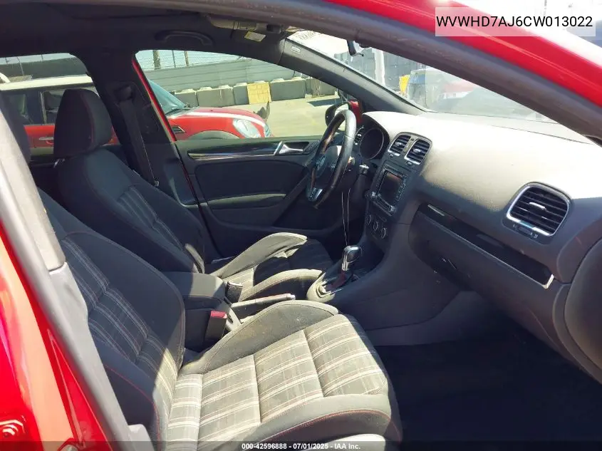 2012 Volkswagen Gti 4-Door VIN: WVWHD7AJ6CW013022 Lot: 42596888