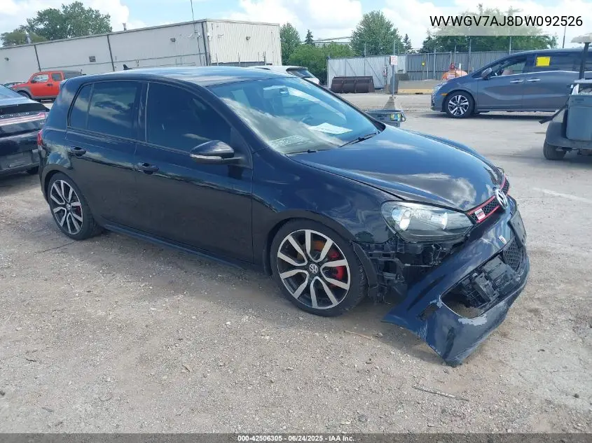 2013 Volkswagen Gti 4-Door VIN: WVWGV7AJ8DW092526 Lot: 42506305