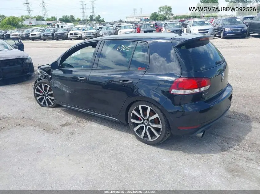 2013 Volkswagen Gti 4-Door VIN: WVWGV7AJ8DW092526 Lot: 42506305