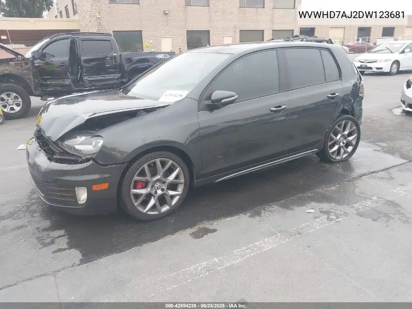 2013 Volkswagen Gti VIN: WVWHD7AJ2DW123681 Lot: 42594238