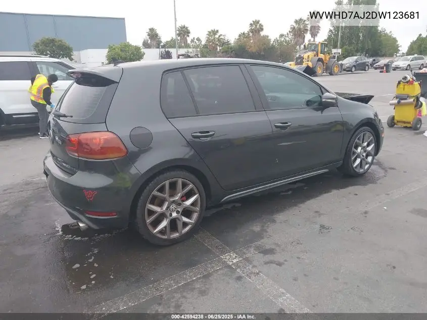 2013 Volkswagen Gti VIN: WVWHD7AJ2DW123681 Lot: 42594238