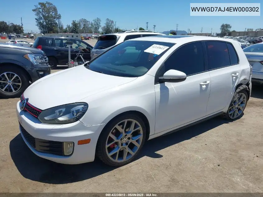 2014 Volkswagen Gti Driver's Edition VIN: WVWGD7AJ4EW000302 Lot: 42235813
