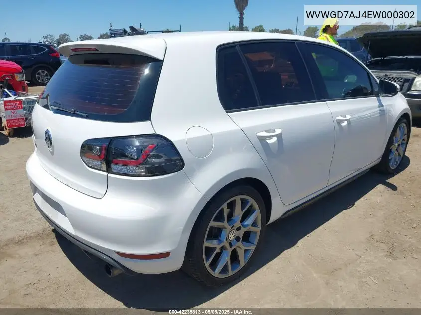 2014 Volkswagen Gti Driver's Edition VIN: WVWGD7AJ4EW000302 Lot: 42235813