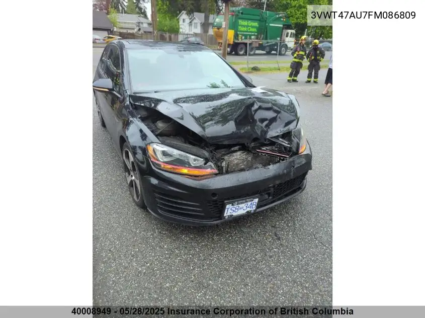 2015 Volkswagen Gti VIN: 3VWT47AU7FM086809 Lot: 40008949