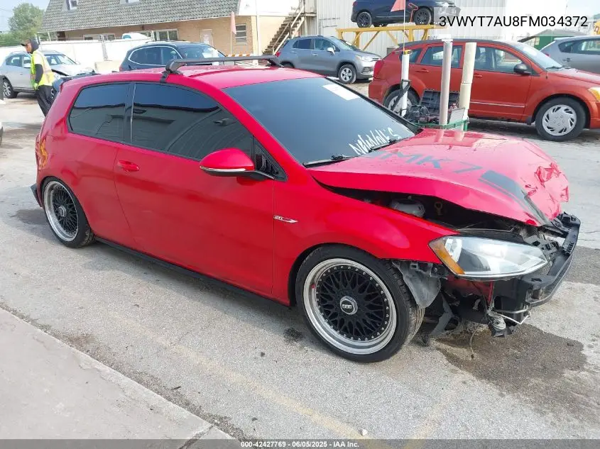 2015 Volkswagen Golf Gti 2.0T S 2-Door VIN: 3VWYT7AU8FM034372 Lot: 42427769