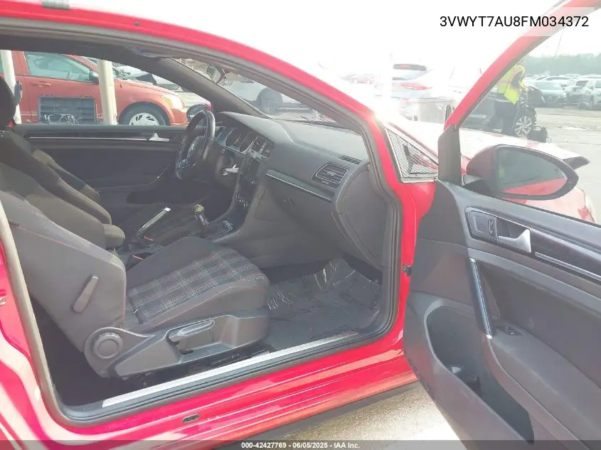 2015 Volkswagen Golf Gti 2.0T S 2-Door VIN: 3VWYT7AU8FM034372 Lot: 42427769