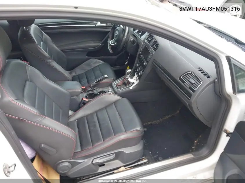 2015 Volkswagen Golf Gti 2.0T Se 2-Door VIN: 3VWTT7AU3FM051316 Lot: 42451029