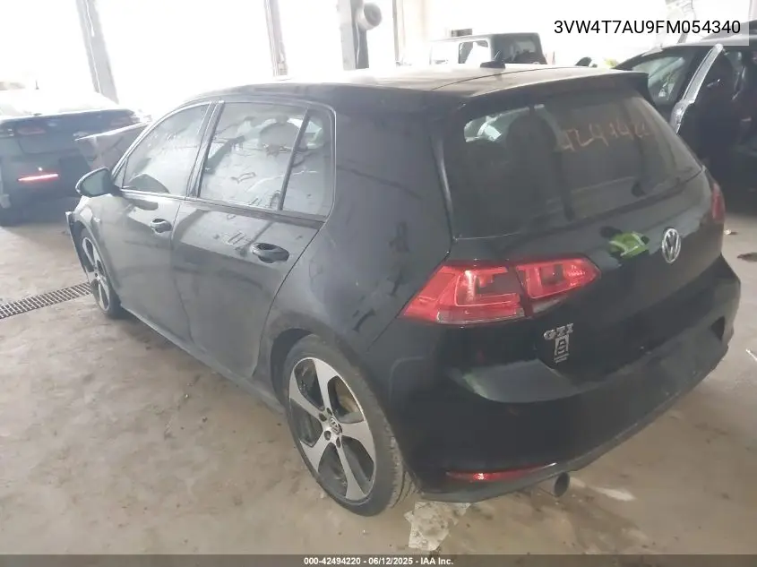 2015 Volkswagen Golf Gti 2.0T Autobahn 4-Door VIN: 3VW4T7AU9FM054340 Lot: 42494220