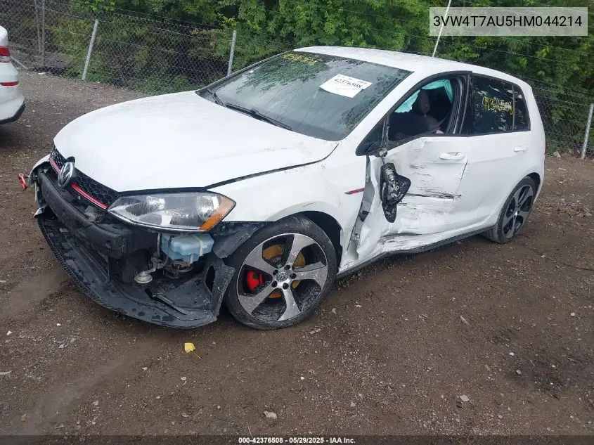 2017 Volkswagen Golf Gti Autobahn 4-Door/S 4-Door/Se 4-Door/Sport 4-Door VIN: 3VW4T7AU5HM044214 Lot: 42376508