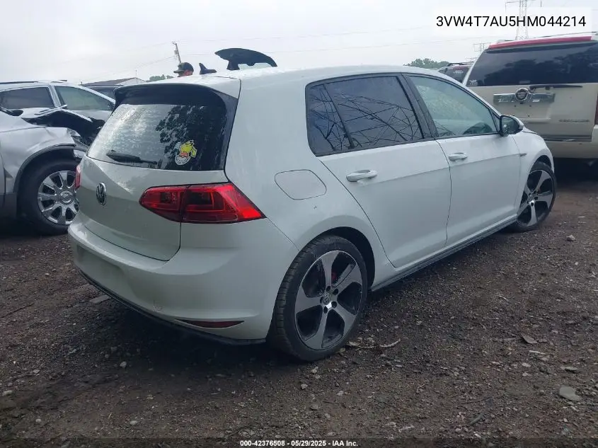 2017 Volkswagen Golf Gti Autobahn 4-Door/S 4-Door/Se 4-Door/Sport 4-Door VIN: 3VW4T7AU5HM044214 Lot: 42376508