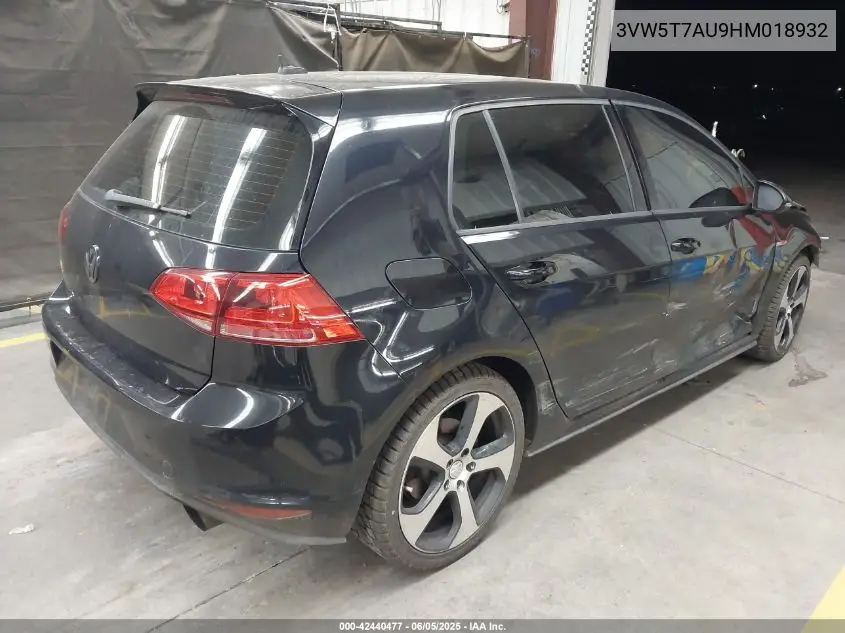 2017 Volkswagen Golf Gti Autobahn 4-Door/S 4-Door/Se 4-Door/Sport 4-Door VIN: 3VW5T7AU9HM018932 Lot: 42440477