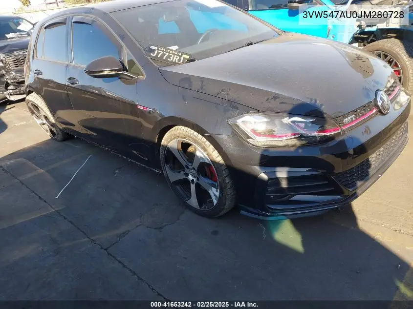 2018 Volkswagen Golf Gti 2.0T Autobahn/2.0T S/2.0T Se VIN: 3VW547AU0JM280728 Lot: 41653242