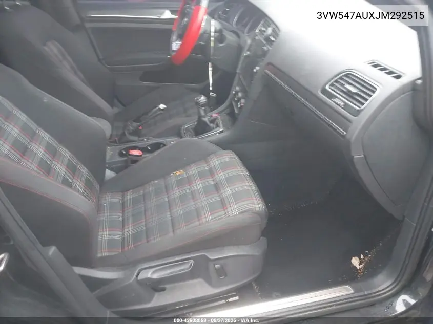 2018 Volkswagen Gti 2.0T Autobahn/2.0T S/2.0T Se VIN: 3VW547AUXJM292515 Lot: 42608058