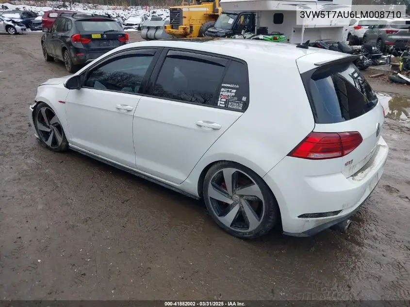 2020 Volkswagen Golf Gti 2.0T Autobahn/2.0T S/2.0T Se VIN: 3VW5T7AU6LM008710 Lot: 41882002