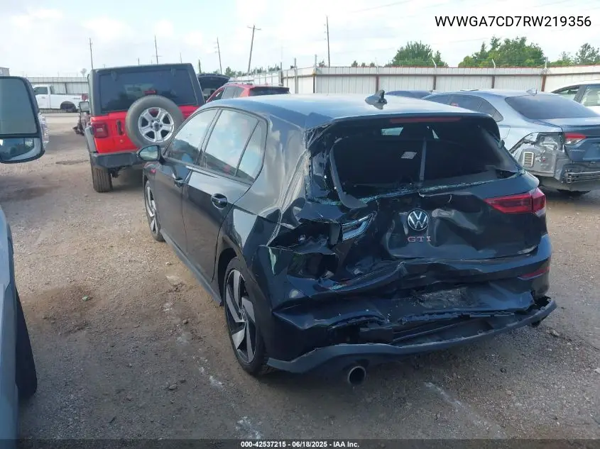 2024 Volkswagen Golf Gti 2.0T S VIN: WVWGA7CD7RW219356 Lot: 42537215